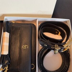 Gianni Valentino Black Wallet and Belt Set